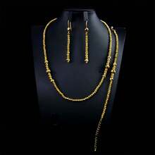 Dubai Fashion Jewelry Set 24k Gold Plated Middle East Muslim Islamic Lucky Necklace Bracelet Earrings Nigeria Bridal Wedding Jewelrys - Beads Jewelry - View 4