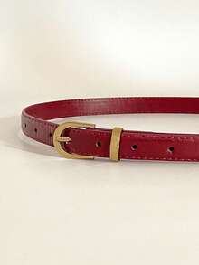 1pc Women's Elegant Minimalist Red Leather Belt, Versatile For Dresses, Shirts, Jackets, Sweaters, Pants