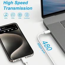 20W墙式充电器充电线套装：快充线长100厘米（3.3英尺）+ 20W PD USB-C充电器，兼容 17 Pro Max/17 Pro/Air/17、16 Pro Max/16 Pro/16 Plus/16、15 Pro Max/15 Pro/15 Plus/15等设备，旅行充电器套装 - 白色 - 查看 3