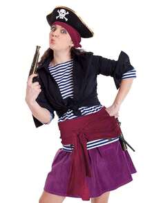 Halloween Pirate Headscarf, Hat, Accessories, Pirate Belt, Soft Material Decorations - 酒紅色 - 查看 5