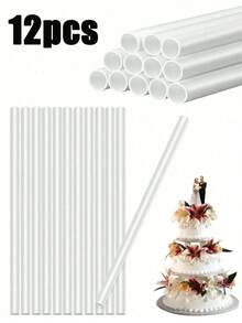 24/12/1pc White Cake Supports, For Stacking Wedding Cake Dowels Plastic Cake Dowel Rod White Cake Dowel Rods Cake Straws For Stacking And Supporting, Cake Sticks, Cake Dowel Straws, Wedding Cake Dowels Plastic Cake Dowel Rod White Cake Dowel Rods Cake Straws For Stacking And Supporting Back To School
