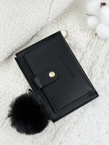 SOUTHLAND&KANGAROO 这款可折叠小钱包饰有绒球挂饰和黑色字母细节，轻巧便携，适合存放信用卡、钥匙和其他小物件。它时尚可爱，是生日、圣诞节、周年纪念日的绝佳礼物，也适合女性、女孩、女士、商务人士、学生、宿舍用品和返校必备品。 - 黑色 - 查看 7
