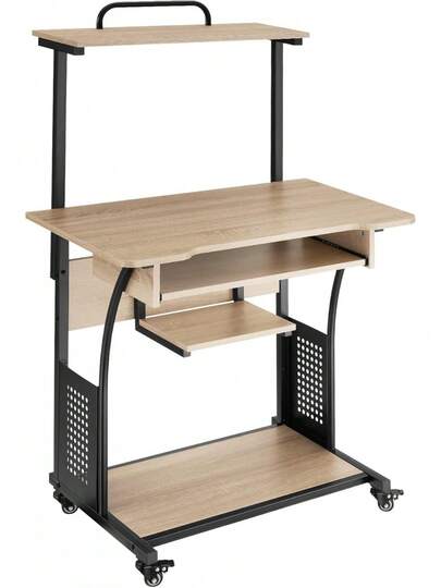 TecTake 801111 Escritorio Fife, 4 estantes, bandeja para teclado