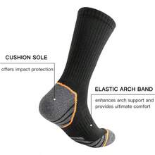 8 Pairs Mens Athletic Cushioned Crew Socks Moisture - Wicking Work Sport Socks Running Basketball, Sock Size: 10 - 13 - Black 1 (8 Pairs) - View 5
