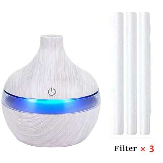 1个香薰精油扩散器，带7色灯光、冷雾加湿器，静音运行，适用于卧室、客厅、办公室、瑜伽室、浴室，非常适合放松、睡眠和工作。