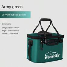 1 xô câu cá EVA gấp gọn di động, hộp đựng cá sống, bình chứa nước cắm trại, túi đựng dụng cụ câu cá, xô câu cá gấp gọn đa chức năng (Không bao gồm bơm hơi) - xanh quân đội - Xem 5