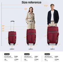 Softside Luggage Set,Expandable Luggage For Extra Capacity,Large Capacity Family Suitcase,Lightweight Waterpoof Resistant Polyester,20inch+28inch,20inch+24inch+28inch - BURGUND/GREY - 查看 2
