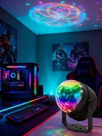 1pc Multi-Function LED Magic Ball Projector, 7-Color Magic Ball Light, Disco Ball Stage Light, Night Light - DJ Party Light, USB Powered, Suitable For Wedding, KTV, Dance Performance And Home Celebration Wall/Desktop Mounting, Holiday Atmosphere Decoration, Dynamic Lighting, High-Quality Lighting, KTV Entertainment, Christmas Decoration, Christmas, Workplace, Gift, Instantly Activate Party & Home Atmosphere Magic Moments