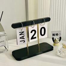 1pc Nordic Style Luxury Flip Page Calendar Desktop Organizer, Home Decor For Living Room, Entryway, Office, Bookshelf Back To School - Black - View 1
