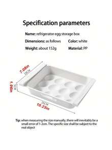 1pc Adjustable Plastic Refrigerator Storage Box With 12-Slot Egg Tray - Pull-Out Fridge Drawer For Storing Fruits, Vegetables And Food