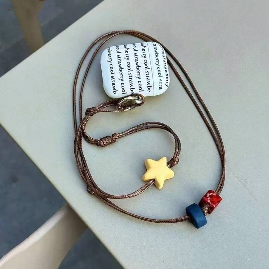 Cordón para teléfono con cuentas de moda, estilo estrella, tejido a mano, anti-pérdida, cadena para el cuello del teléfono, accesorio DIY para llavero - Multicolor - Ver 1