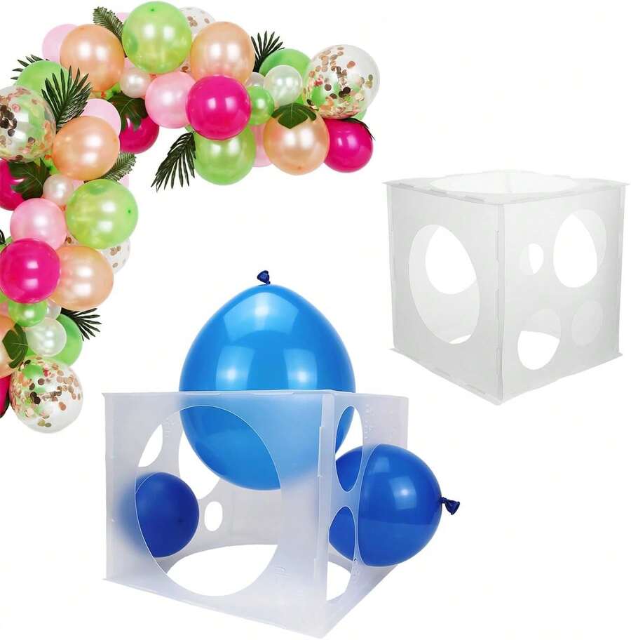 2 Pcs Calibrador De Globos, Medidor de Globo Plegable, 11 Agujeros, Caja para Medir Tamaño de Globos, Herramienta para Decoración de Fiestas y Eventos, para Cumpleaños, Boda, Celebración - translúcido - Ver 1