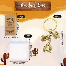 1/6/12 牛仔西部派对礼品套装，包括牛仔钥匙链、帽子、仙人掌、马蹄铁钥匙圈，附赠欧根纱袋和感谢标签，适合送给客人，西部派对礼品用品，经典风格。 - 彩色 - 查看 10