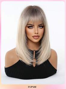 TOPSHE Blonde Ombre Synthetic Wig For Women Natural Looking Daily Party Wear Full Wig Daily Party Use Halloween Christmas Presents