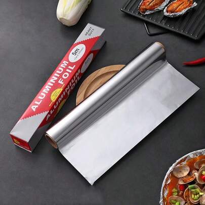 3米/5米/10米家用及户外加厚重型铝箔纸 - 耐热一次性锡箔纸，适用于空气炸锅/烤箱/烧烤/烘焙/烤制/食物包裹，厨房烹饪烧烤必备工具