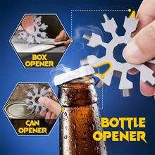 1pc 18-In-1 Snowflake Multi-Tool, Stainless Steel Snowflake Bottle Opener, Flat Head & Screwdriver Set And Wrench, Christmas Gift, Cool Camping Tool Gift For Men: Husband, Grandpa, Unique Gift For Dad From Daughter - Multicolor - View 6