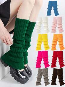 Women's Cozy Knee High Leg Warmers - Ribbed Thermal Design For Dance, Casual & Cold Weather
