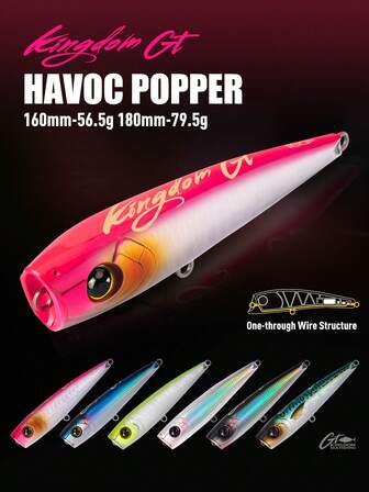  Kingdom GT HAVOC POPPER Havsfiskebeten 160mm/180mm 56.5g/79.5g Popper Flytande Hårt Bete Fiskebete Wobblers För Saltvatten Tonfisk