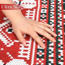 Hodeffior Tapis décoratif chrétien 120 x 170 cm – Style bohème rouge et vert avec flocons de neige et bonhomme de neige, antidérapant, idéal pour l'entrée et la décoration de Noël. - Rouge - Voir 4