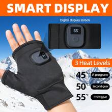 1 Pair Heated Gloves With Digital Display, 3 Temperature Settings (113°F, 122°F, 131°F), 2000mAh Battery, Up To 6 Hours Runtime, USB-C Charging, Fingerless Design, Suitable For Home Office, Housework And Light Outdoor Activities