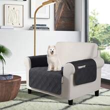 1PC  Waterproof Sofa Cover With Side Pocket, Non-Slip Washable Couch Protector, Anti-Scratch Pet Couch Cover For Dogs/Cats, Suitable For 1/2/3 Seater Living Room Black - 黑色 - 查看 12