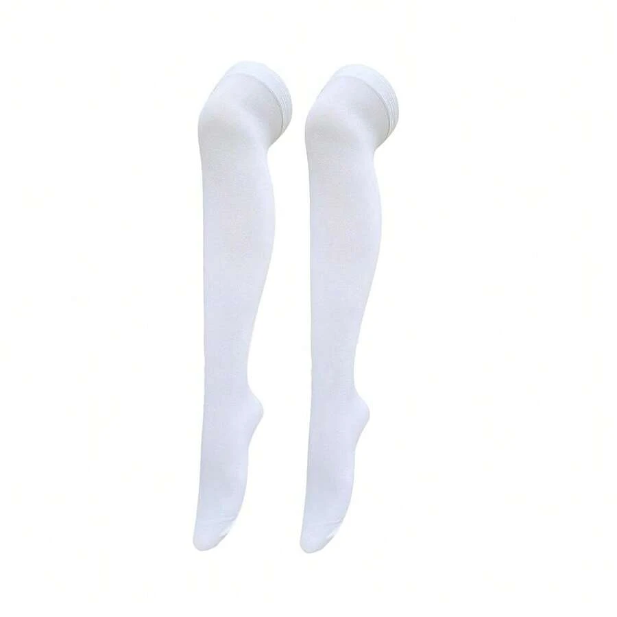 Women's Opaque Stretchy Nylon Over Knee Thigh High StocFKings Knee High Costume Boot Socks For Daily Wear Cosplay{Inchsize_nameinch:InchOneSizeinch,Inchcolor_nameinch:InchWhiteinch} - White - 查看 1