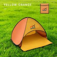 Mini Beach Tent For Dogs, Pet Sunshade, Pop-Up Portable Mini Head Sunshade, Camping, Outdoor Hiking, Picnic, Windproof And Waterproof With Tent Nails, Mobile Phone Holder, Suitable For Puppies, Cats And Small Animals - 橘色 - 查看 3