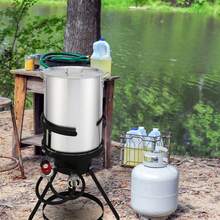 13*32inch Four-Piece Set, Black Round Iron Stove Frame, Silver Aluminum 30qt Turkey Pot 10qt Fish Pot, Gas Fryer - Silver - View 1