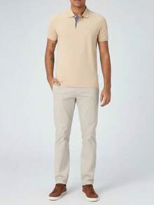 Ogochi Men's Basic Plain Polo Shirt With Logo, No Pocket, Original - Cream - View 8