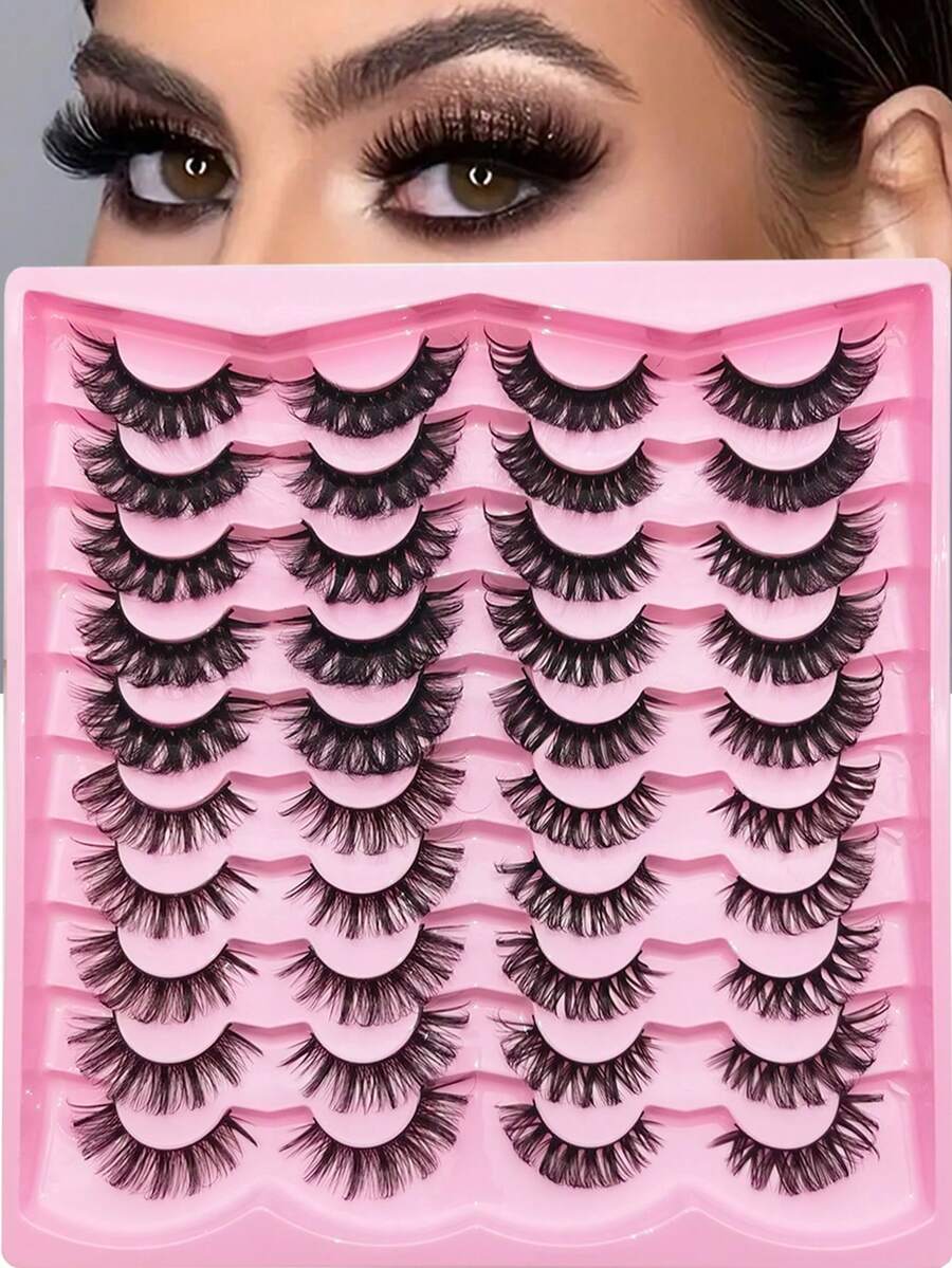 20 Pairs Of Fluffy Cat-Eye Thick False Eyelashes, 4 Styles Of False Eyelashes With DH Striped Thick And Fluffy Lashes For Soft, Natural DIY Lash Extensions - Fluffy Lashes - View 1