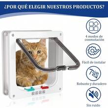 Puerta Gatos, Puerta para Mascotas Bidireccional, Puerta de Gato Transparente Adecuada para Puertas Interiores y Exteriores (Negro) - 1 - Ver 4