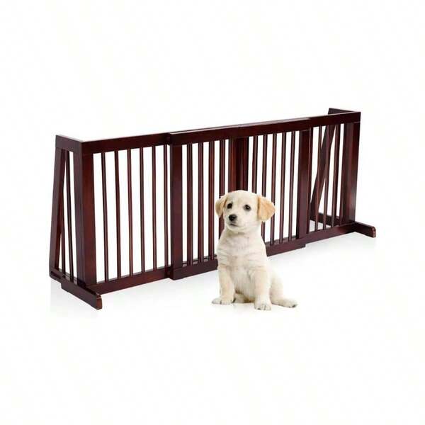 3 PCS Adjustable Pet Gate, Freestanding Pet Fence Made Of Pine Wood, Step Over Safety Gate Small Medium Pets, Non - Drilling Safety Gate Stairs, Doorway, Corridor, Hallway, Kitchen