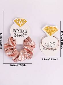 3件套婚礼新娘闪亮丝绒发圈+婚礼礼物钻石纸+心形手链组合套装