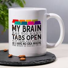 Local1 Pc,Funny Ceramic Coffee Mug, 11oz Milk Cup With "My Brain Has Too Many Tabs Open, 4 Of Them Are Frozen & I Have No Idea Where The Music Is Coming From" Perfect Gift For The Perfect Gift For - 彩色 - 查看 1