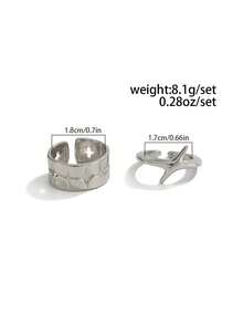 2pcs Punk Minimalist Star Rings, Unisex, Couples Gift, Holiday Gift For Family And Friends