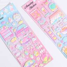 3D卡通粉色贴纸，可爱公主风房间装饰，DIY剪贴簿贴纸，适用于日记本、手工艺品、手机壳、笔记本、包包等。 - 彩色 - 查看 7