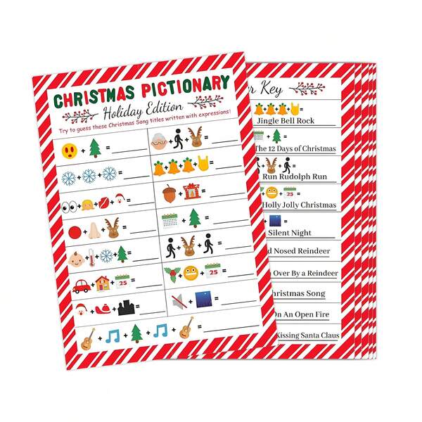 Juegos de fiesta navideña Chiazllta, adivinar canciones Cántame una imagen, actividad festiva temática navideña para adultos, grupos, compañeros de trabajo, juegos de Navidad