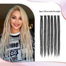 Dreadlock Extensions With Clip In,24 Inch 6 Clips(24strands) Handmade Braid Dreadlocks Hair Extensions For Women\/Girls\/Men, Soft Black Clips In Dreads Synthetic Hair Extension(24",1B#) - Dark Brown - Xem 4