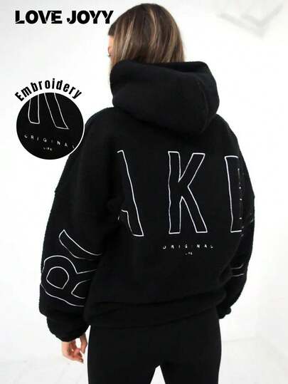 LOVE JOYY Damluvtröja, lös passformad tröja, avslappnad mångsidig mode för skolstart, höst/vinter