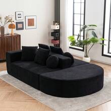 Fully Compressed Boneless Sofa, Living Room/Bedroom Segmented Cloud Sofa, Modern Modular Sofa, No Assembly Required, Comfortable, Skin-Friendly Chenille Fabric - Black + Chenille + 5 Seat + Foam - View 12