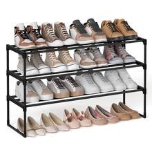 SONGMICS Shoe Rack, 3-Tier Shoe Organizer, Sturdy Storage Shelf, Upright Or Upside Down, For 16-20 Pairs, Stackable, For Entryway, 30 X 92 X 55 Cm, Black - 黑色 - 查看 8