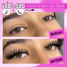 Individual Lashes 320pcs Lash Clusters 40D 9 - 16mm Mix Lash Extension D Curly Eyelash Clusters Eyelash Extension Wispy Cluster Lashes Self Application By 40D - 0.07D, 9 - 16mix - Bộ 40D+50D - Xem 5