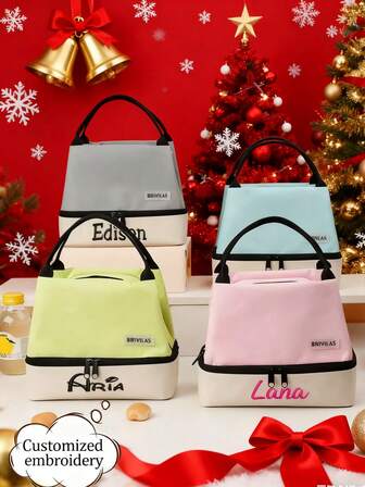 Customized Embroidered Dopamine Large Capacity Double Lunch Bag Waterproof Portable Lunch Box Bag Cationic Large Insulated Bag Ice Bag Thickened Picnic Bag Insulated Bag Lunch Box Bag Outdoor Picnic Travel Summer Beach Women's Picnic Bag Insulated Lunch Bag Multifunctional Picnic Bag Commuting Bento Bag,All-Purpose,Large Capacity,Versatile,Multifunction,Colorful,Cute,Adorable,Contracted,Funny,Kawaii,Y2K,Minimalist,Commuting,Business Casual,Basics,Custom,Personalized,Unique,Customized,Ideal Gifts For Him,Ideal Gifts For Her,Her,Family,Friends,Girlfriend,For Anniversaries,For Birthdays,For Holiday/ Vacation,For Outdoors/Outings/Travel/Hiking/Stadium/Sports/Climbing,For Business/Commute/Work/Office,Customized Lunch Bags