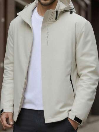 Utomhusjacka för män, vindtät, vattentät, fläckavvisande bergsklättringsjacka med avtagbar huva