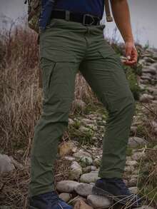 Wear Resistant Work Pant Man Multi-Pocket Straight Cargo Trousers Outdoor Jogging Tactical Pants Spring Autumn Casual Trousers - IX8-綠色 - 查看 1