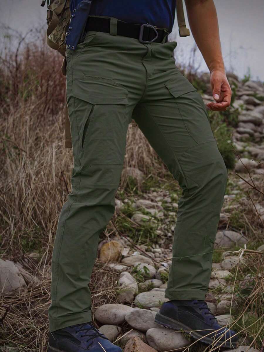 Wear Resistant Work Pant Man Multi-Pocket Straight Cargo Trousers Outdoor Jogging Tactical Pants Spring Autumn Casual Trousers - IX8-綠色 - 查看 1