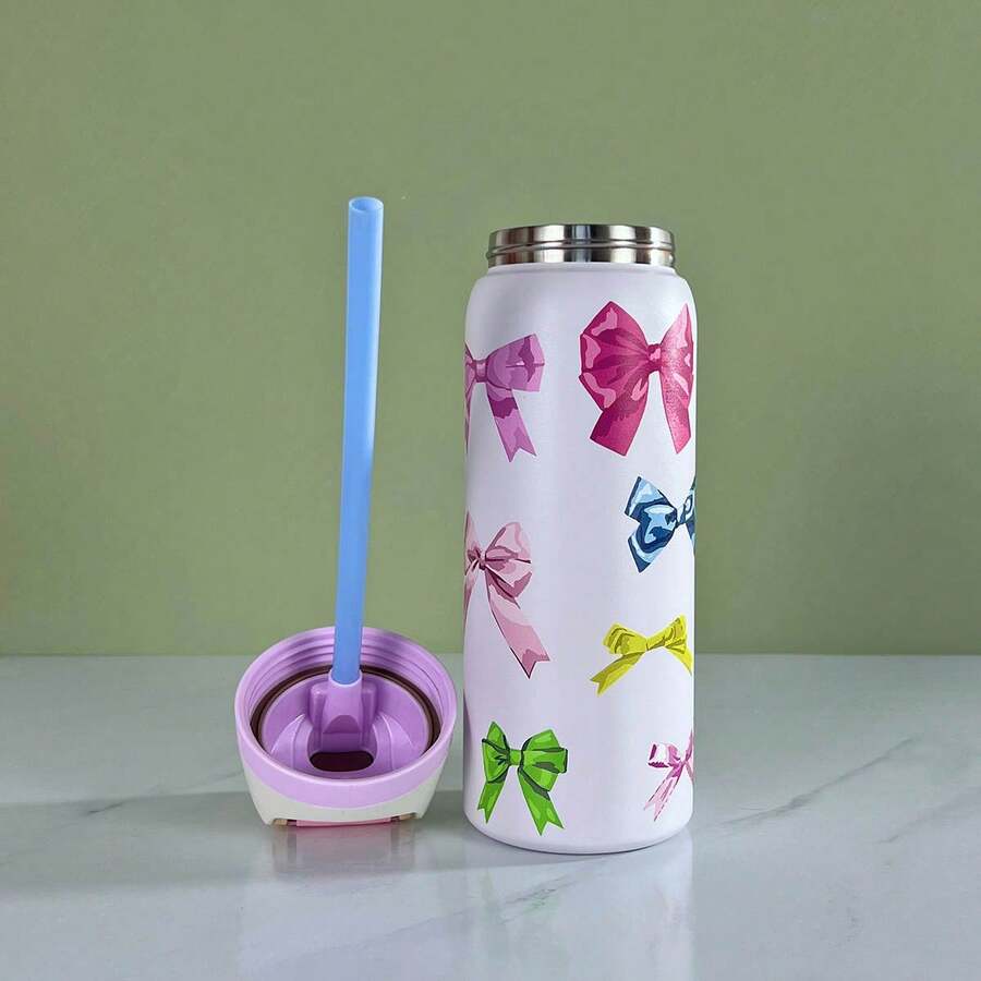 OWALAFreeSip New 32oz/945ML Vacuum Flask With Straw,Can Be Used For Outdoor Sports, Heat Preservation Time Cold And Hot Water Can Be Insulated, Frozen Drinks, Beautiful Appearance, Exquisite Workmanship, Suitable For Camping, Work, Indoor Us - Girlhood-32oz - 查看 1