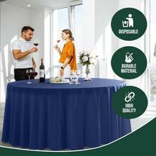 Pack Of 6 Navy Plastic Table Cloth - Size: 120 Inch Round Disposable Tablecloth For Parties - Ideal For For Birthdays Parties Summer And More - Navy+12 - View 5