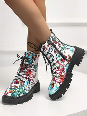 1 Pair Fashionable Minimalist Casual Motorcycle Style Classic Flat Short Ankle Boots, Suitable For Outdoor And Teenagers, Autumn/Winter