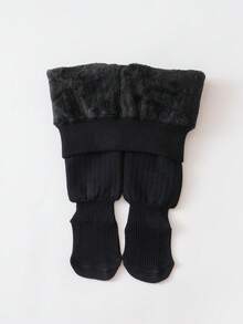 女童不透明连裤袜，黑/灰/紫组合，超厚保暖内衬，极其保暖防寒，针织面料，室内/室外皆宜，节日礼物 - 彩色 - 查看 17